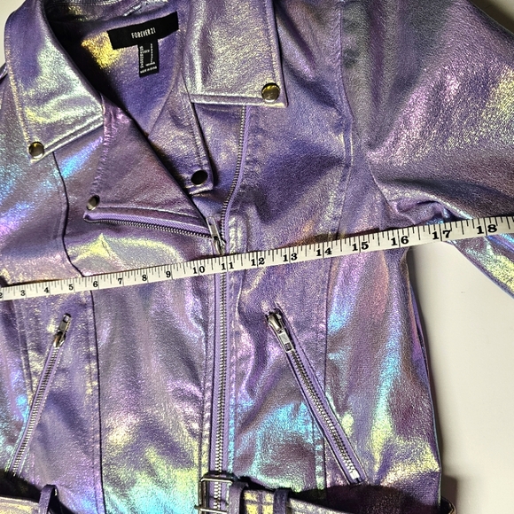 S Forever21, holographic, dichroic, iridescent, rainbow, lavender jacket. - Picture 11 of 12
